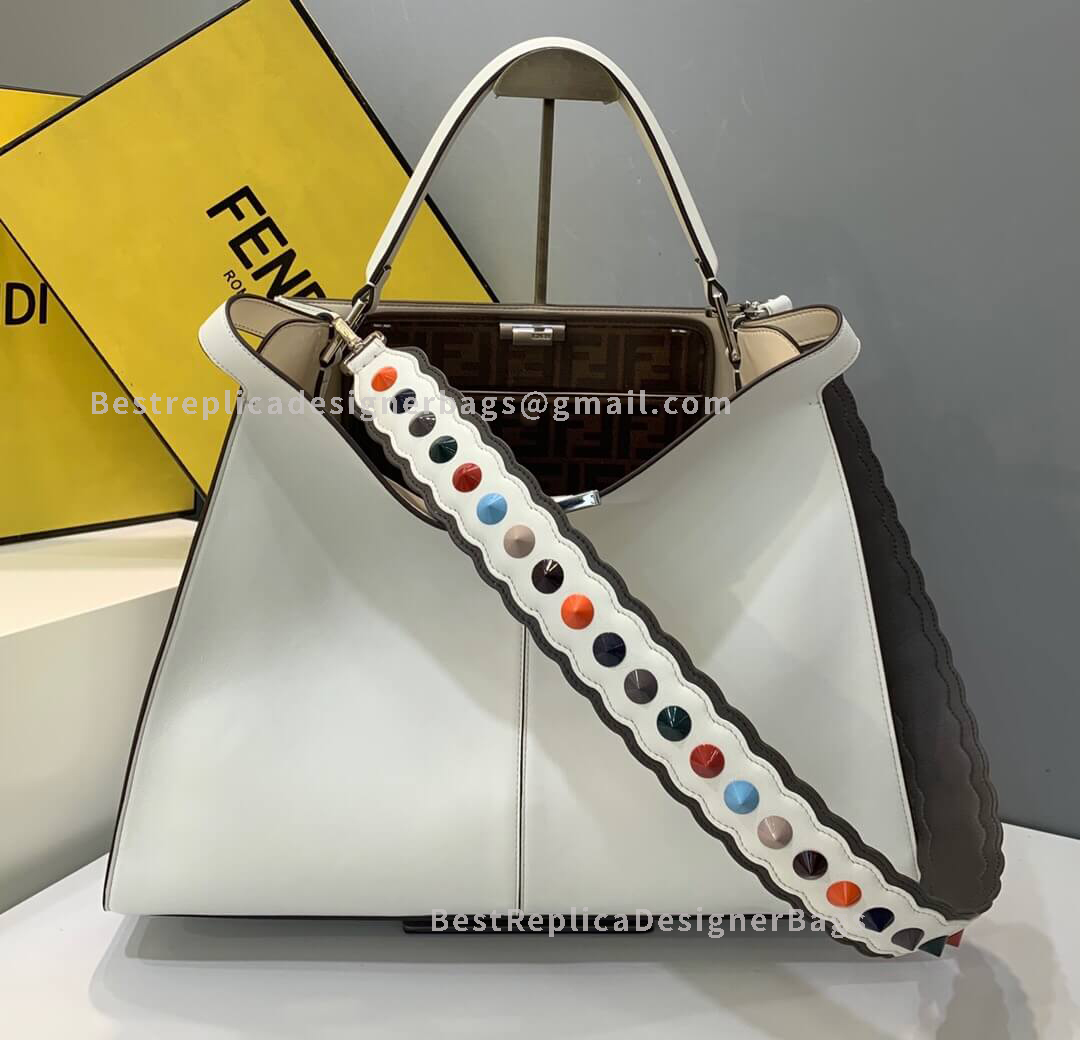 Fendi Peekaboo X-Lite Large White Leather Bag 304